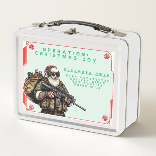 Funny MilitaryChristmas Santa Metal Lunch Box