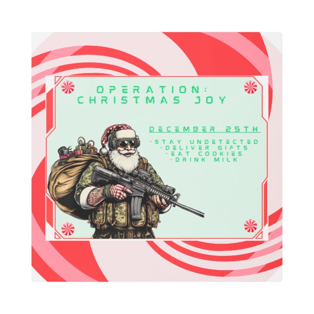 Funny Military/Christmas Santa Metal Print (Front)