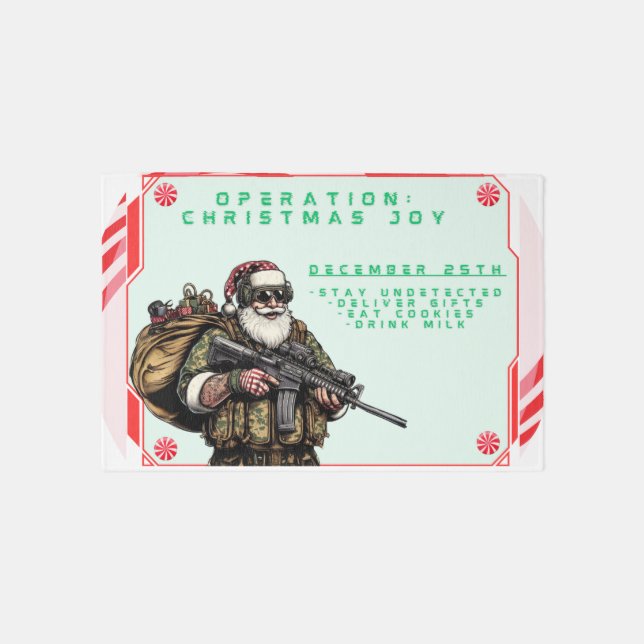 Funny Military/Christmas Santa Outdoor Rug (Front)
