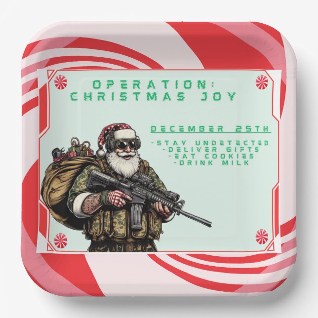Funny Military/Christmas Santa Paper Plates (Front)