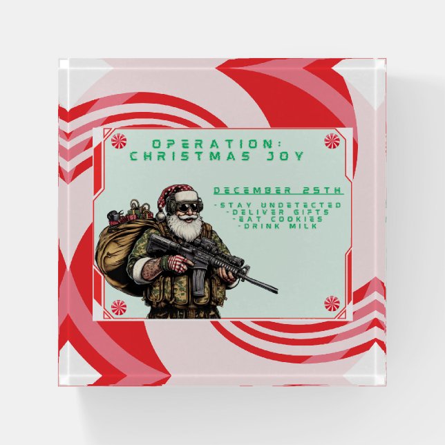 Funny Military/Christmas Santa Paperweight (Front)