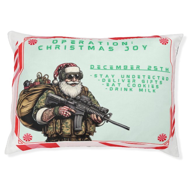 Funny Military/Christmas Santa Pet Bed (Front)
