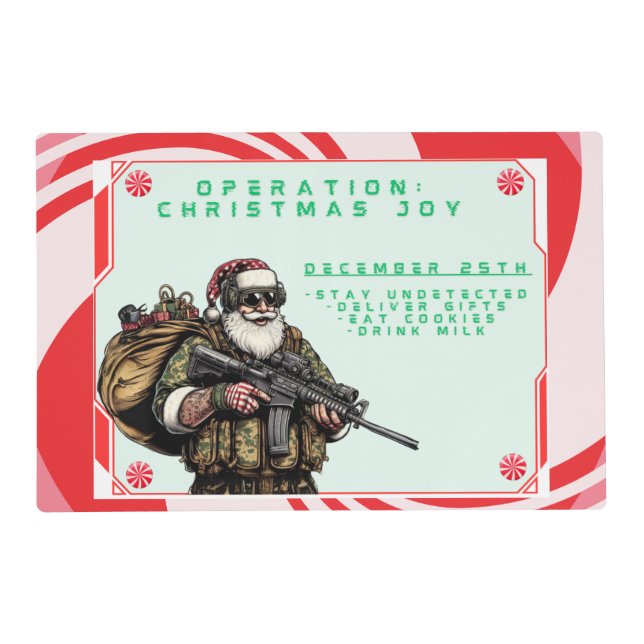 Funny Military/Christmas Santa Placemat (Front)