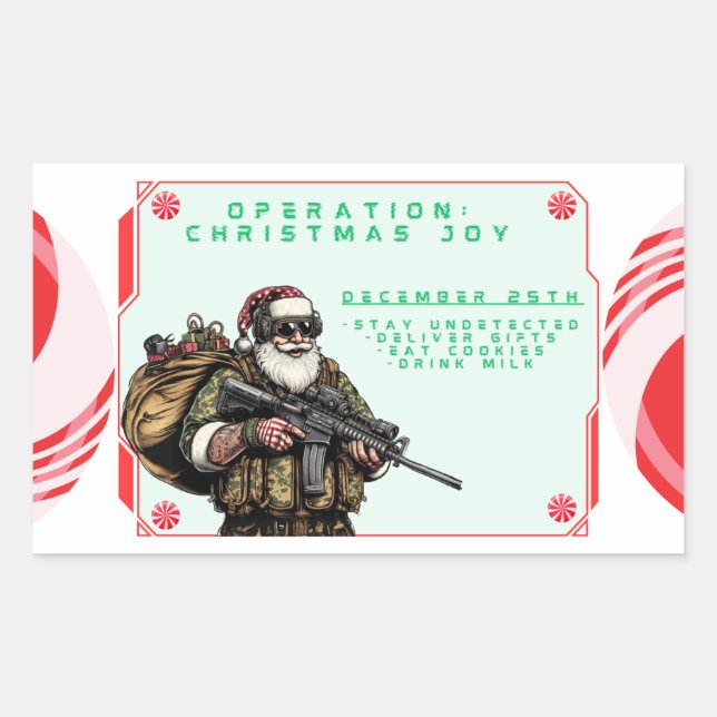 Funny Military/Christmas Santa Rectangular Sticker (Front)