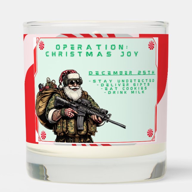 Funny Military/Christmas Santa Scented Candle (Front)