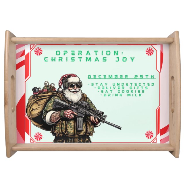 Funny Military/Christmas Santa Serving Tray (Front)