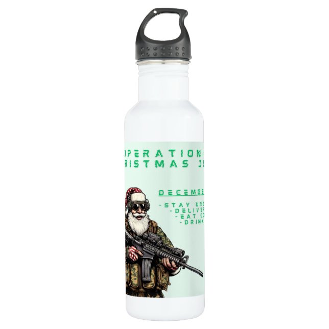 Funny Military/Christmas Santa Stainless Steel Water Bottle (Front)