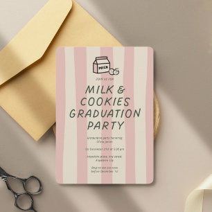 Funny, milk and cookies graduation party  invitation
