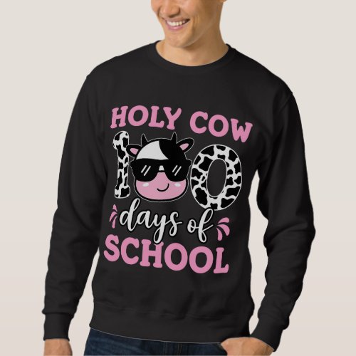 Funny Milk Cow 100 Days Of School Teacher And Stud Sweatshirt