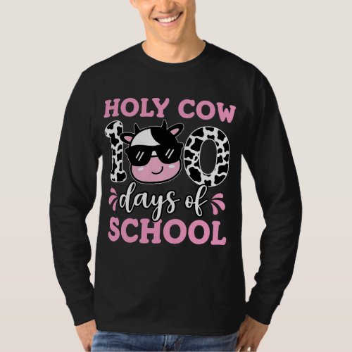 Funny Milk Cow 100 Days Of School Teacher And Stud T_Shirt