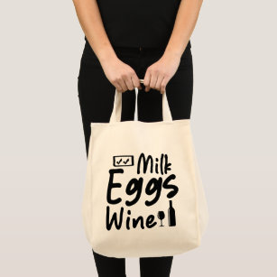 Funny Milk Eggs Wine Grocery Bag