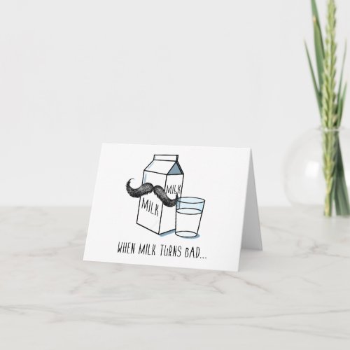 Funny Milk  Moustache Note Card