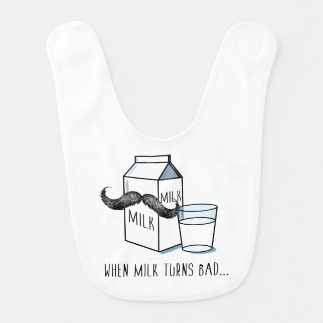 Funny Milk & Mustache Baby Bib (Front)