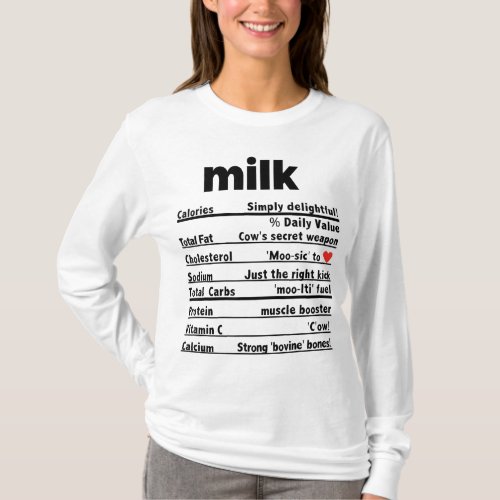 Funny Milk Thanksgiving Ingredients sides Nutritio T_Shirt
