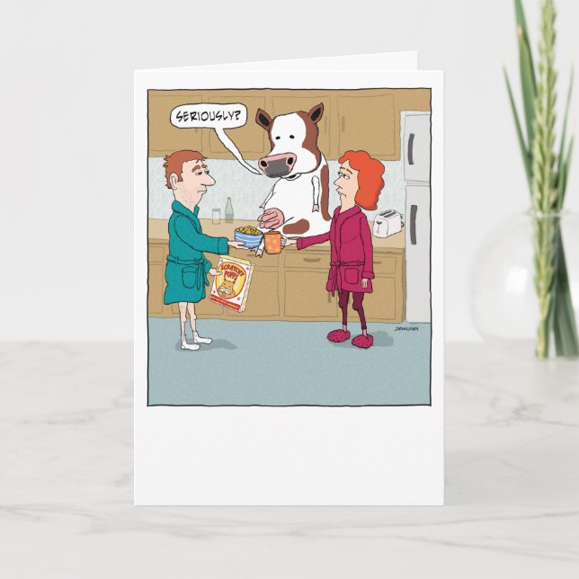 Funny Milking the Cow Happy Birthday Card (Front)