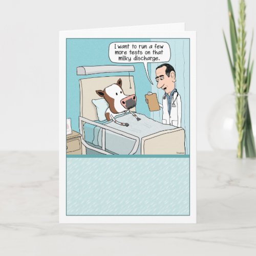 Funny Milky Cow in Hospital Get Well Card