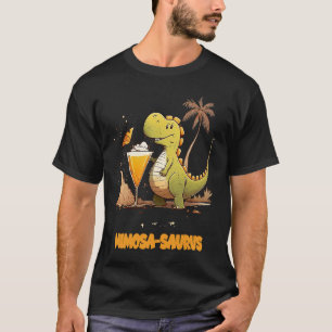 Funny Mimosa Saurus Dinosaur Drinking Joke T-Shirt