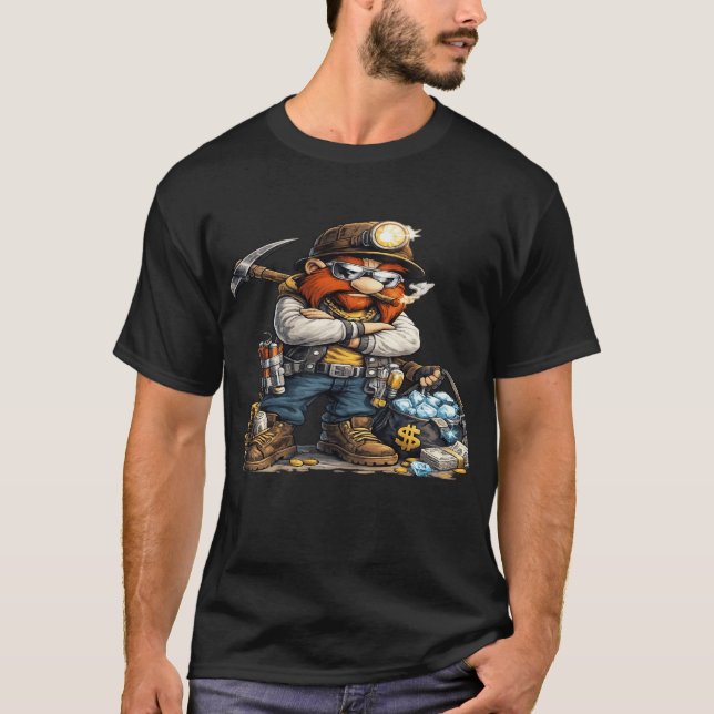Funny Miner Raccoon Graphic T-Shirt for Men (Front)