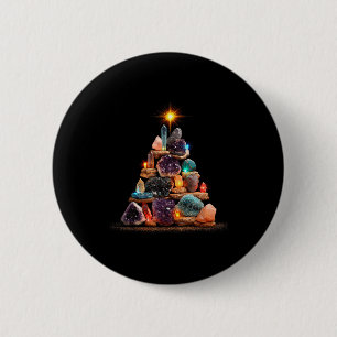 Funny Minerals Christmas Tree Graphic Crystals Button