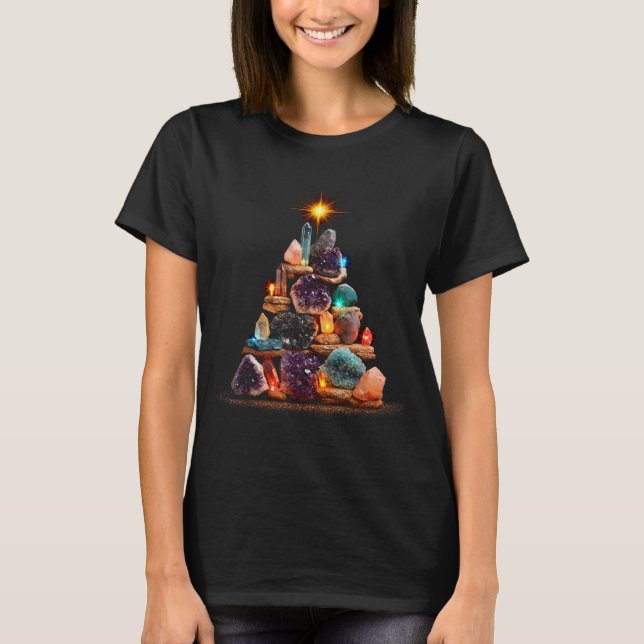 Funny Minerals Christmas Tree Graphic Crystals  T-Shirt (Front)