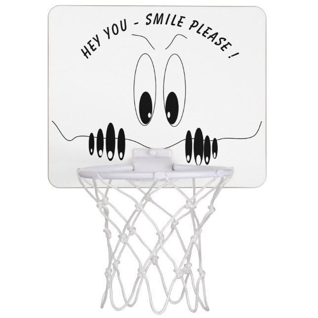 Funny Mini Basketball Hoop Curiosity Eyes - Smile (Front)