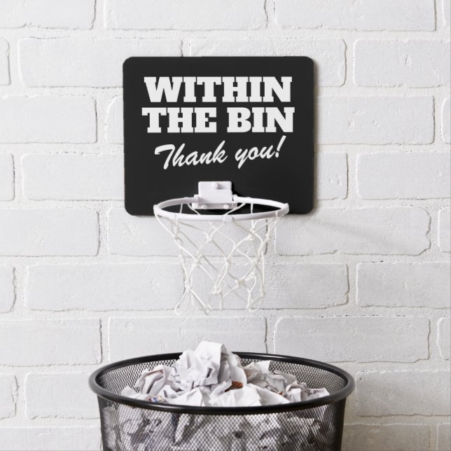 Funny mini basketball hoop for office paper trash (In Situ)