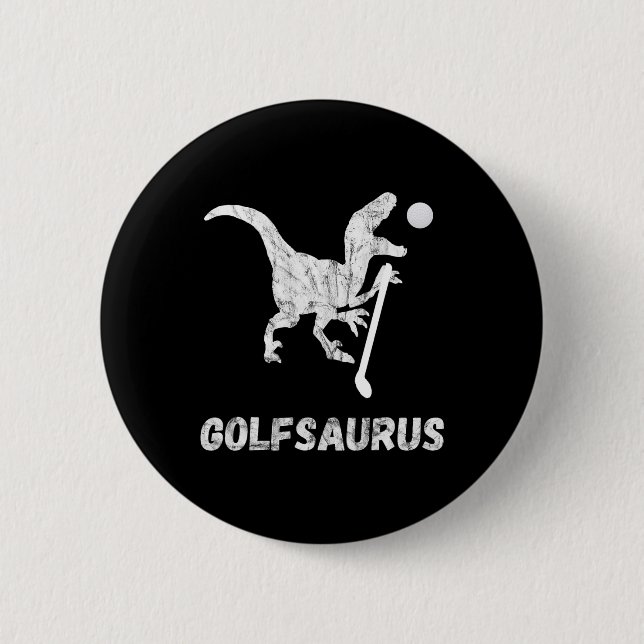 Funny Mini Golf Player Golf Dinosaur Golfer T-rex  Button (Front)