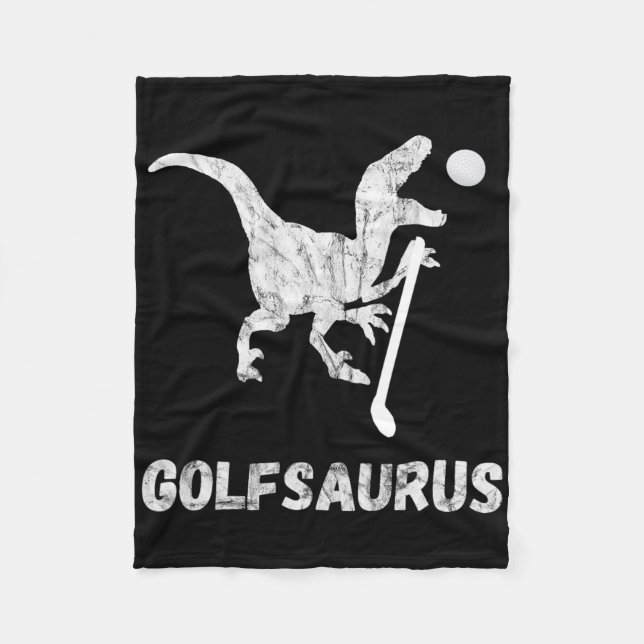 Funny Mini Golf Player Golf Dinosaur Golfer T-rex  Fleece Blanket (Front)