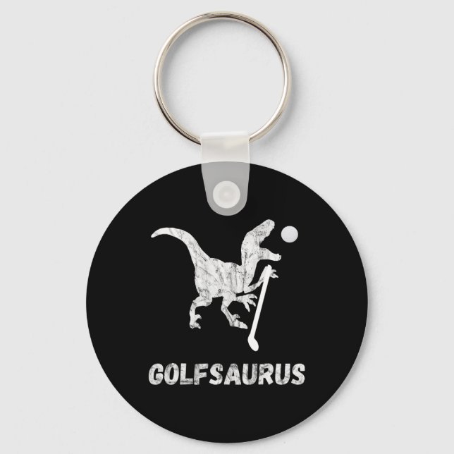 Funny Mini Golf Player Golf Dinosaur Golfer T-rex  Keychain (Front)