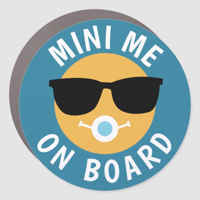 Funny Mini Me On Board Baby On Board Car Magnet (Front)