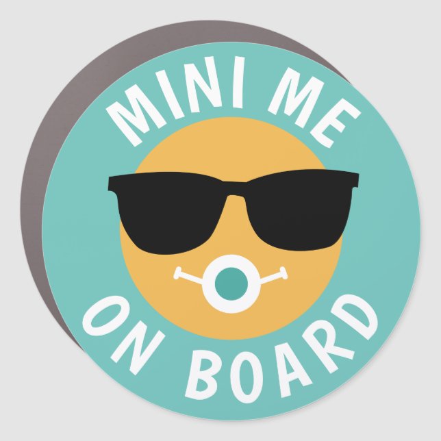 Funny Mini Me On Board Baby On Board Car Magnet (Front)