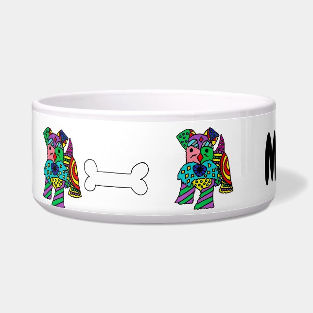 Funny Miniature Schnauzer Dog Abstract Art Bowl (Left)