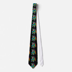 Funny Miniature Schnauzer Dog Abstract Art Neck Tie