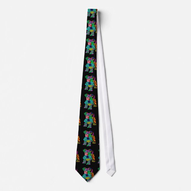 Funny Miniature Schnauzer Dog Abstract Art Neck Tie (Front)