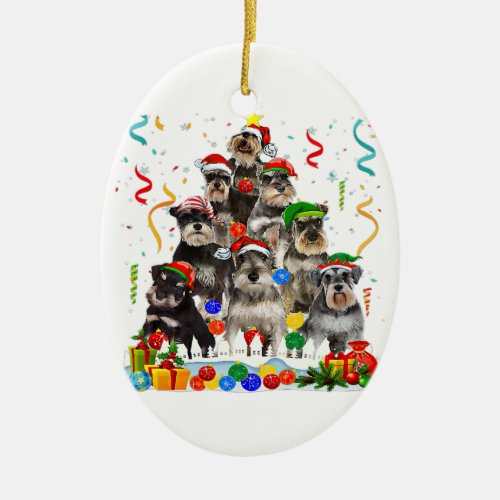 Funny Miniature Schnauzer  Dog Christmas Tree Ceramic Ornament