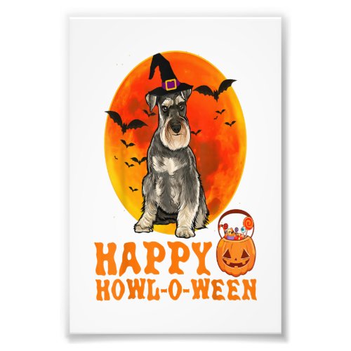 Funny Miniature Schnauzer Dog Halloween Happy Howl Photo Print