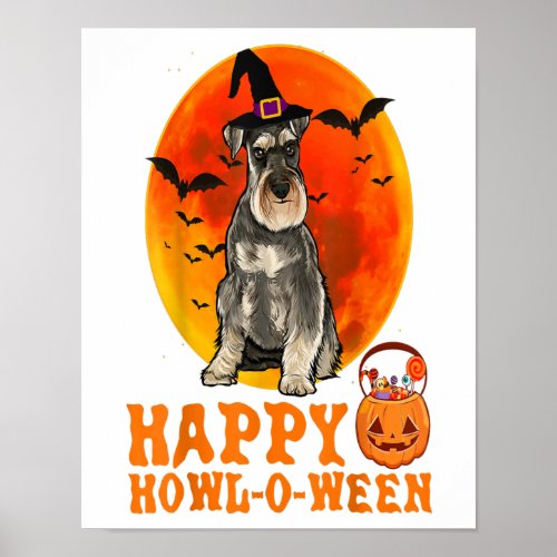 Funny Miniature Schnauzer Dog Halloween Happy Howl Poster