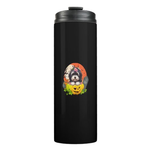 Funny Miniature Schnauzer Dog Halloween Thanksgivi Thermal Tumbler