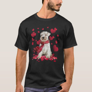 Funny Miniature Schnauzer Hearts Scarf Valentine's T-Shirt