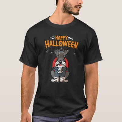 Funny Miniature Schnauzer Vampire Costume Dog Hall T-Shirt