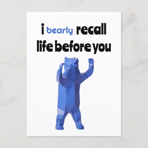 Funny  Minimal Blue Bear Postcard