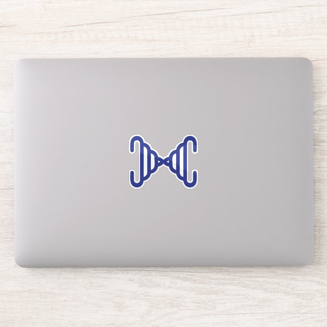 Funny Minimal Blue line Letter X Monogram Sticker (Computer)