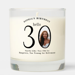 Funny Minimal Photo 30th Birthday Scented Candle