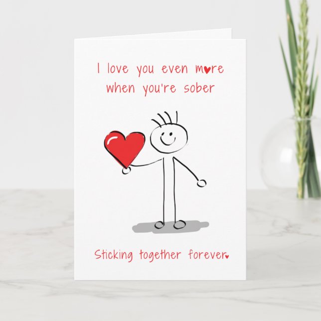 Funny Minimal Stickman Valentine's Day Sobriety Card (Front)