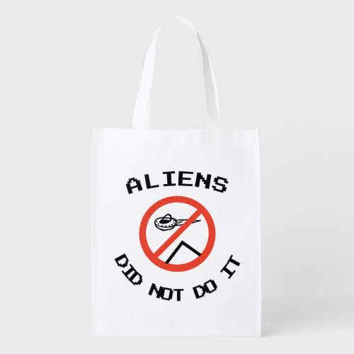 Funny Minimalist Aliens Did Not Do It Grocery Bag