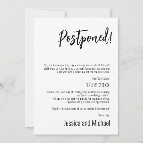  Funny Minimalist Elegant Postponed date  Save The Date