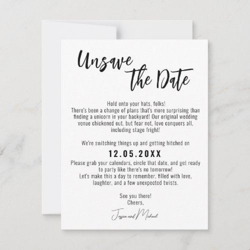  Funny Minimalist Elegant Unsave the Date Save The Date