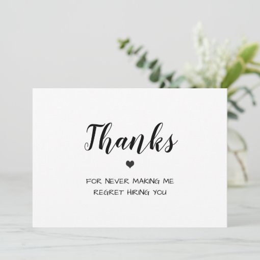 funny minimalist heart employee appreciation thank you card | Zazzle