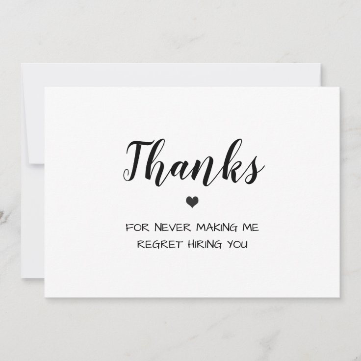 funny minimalist heart employee appreciation thank you card | Zazzle