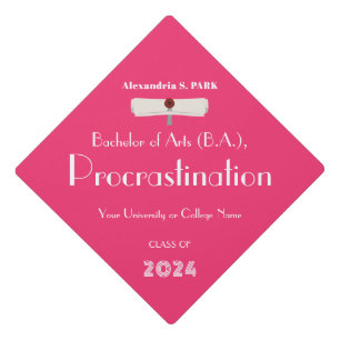 Funny Minimalist Hot Pink Graduation Cap Topper